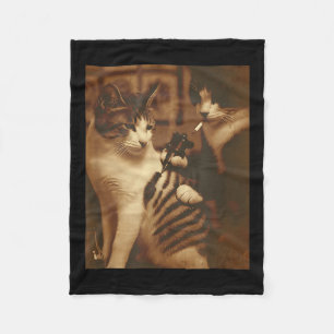 Funny Tattoo Cat Meme Inked Kitty Humour For Cat L Fleece Blanket