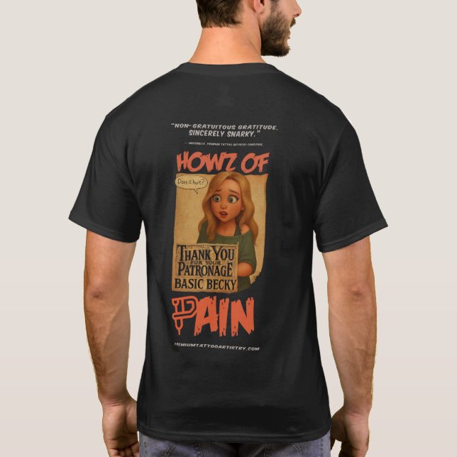 Funny Tattoo Shop Men’s T-Shirt – Basic Becky (Back)