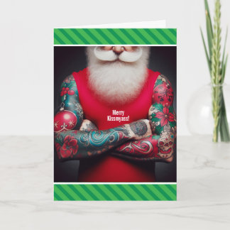 Funny Tattooed Santa - Ink the Halls Holiday Card