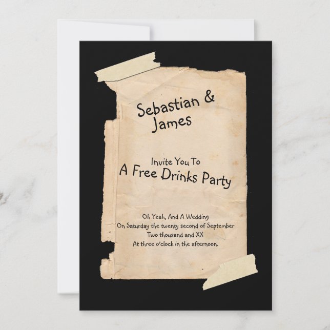 Funny Tatty Paper Humour Wedding Invitation (Front)