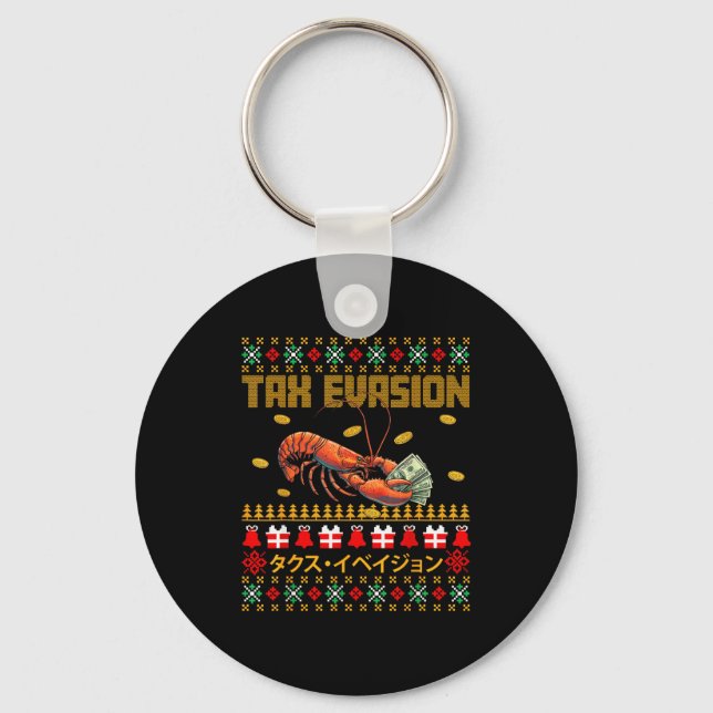 Funny Tax Evasion Lobster Money Ugly Christmas Swe Key Ring (Front)