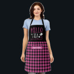 Funny Tea Lover Pun Black Pink Plaid Pattern Apron<br><div class="desc">Funny and cool apron to make cooking more fun. Personalised gift for family and friends who love cooking,  baking and trying new recipe in the kitchen. Customise the wording to fit your occasion. You can use the Design Tool to further change the font type,  font colour and font size.</div>