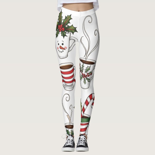 Funny tea mugs christmas time  leggings (Front)