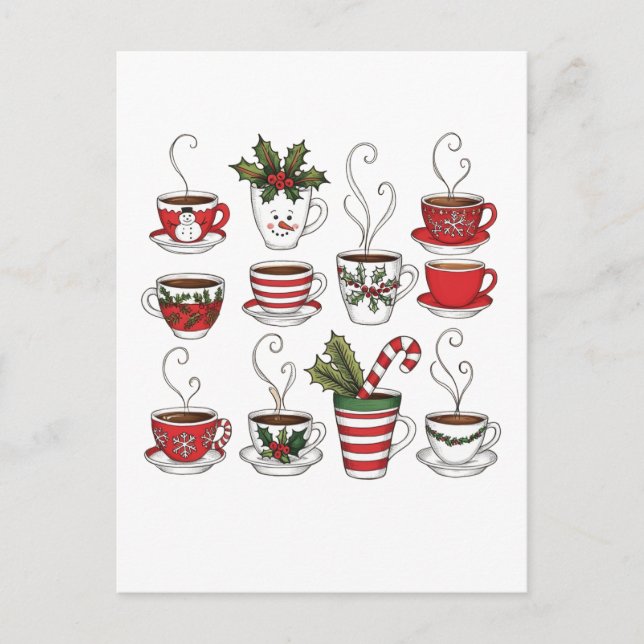 Funny tea mugs christmas time  postcard (Front)