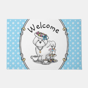 Funny Tea Party Bichon Frise Dog - Cute Doormat