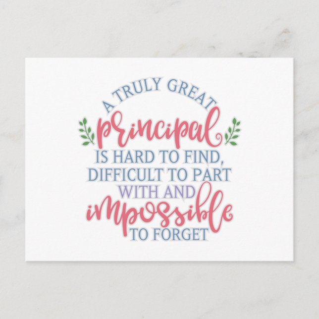 Funny Teacher Appreciation Principal Postcard (Front)