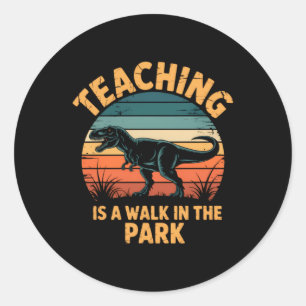 Funny Teacher Back To School Dinosaur Cute Classic Round Sticker