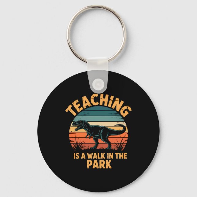 Funny Teacher Back To School Dinosaur Cute Key Ring (Front)