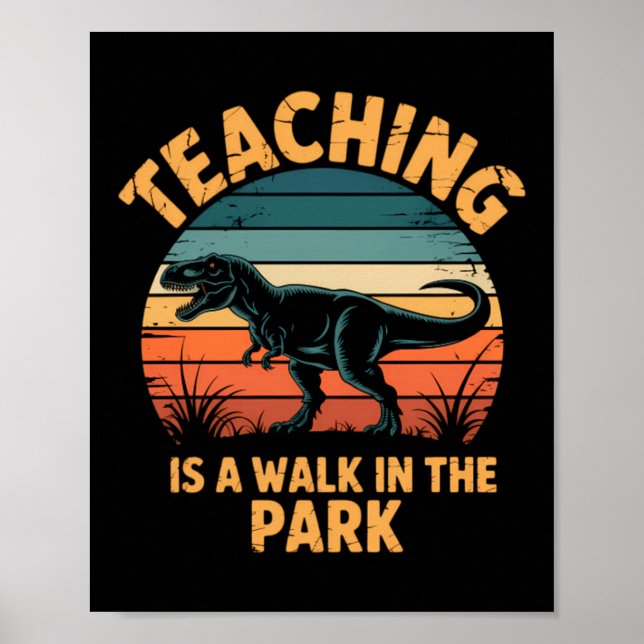 Funny Teacher Back To School Dinosaur Cute Poster (Front)