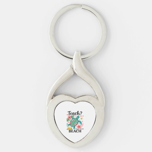 Funny Teacher Beach Summer Turtle Key Ring (Front)