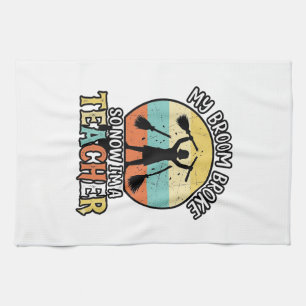 Funny Teacher Broken Broom Halloween Vintage Shirt Tea Towel