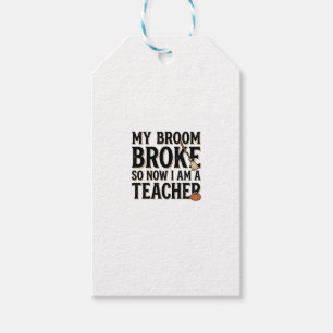 Funny Teacher Broom Broke Vintage Halloween Gift Tags