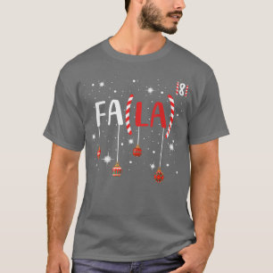 Funny Teacher Candy Cane Fa La 8 Math Teacher Chri T-Shirt