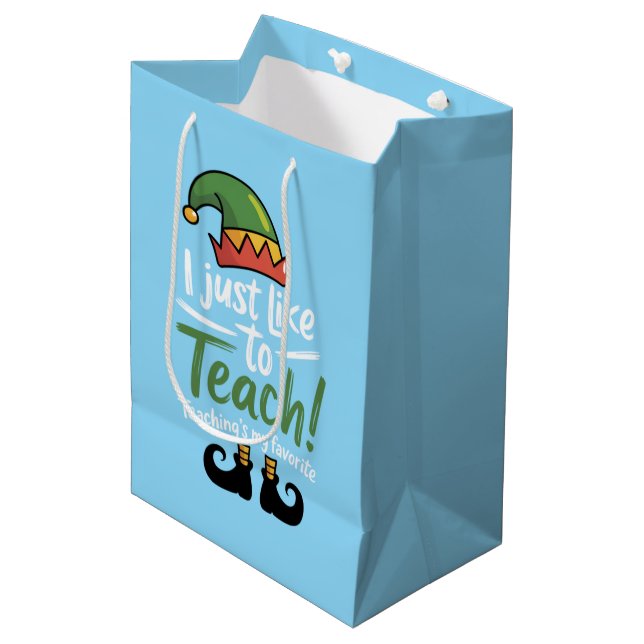 Funny Teacher Christmas Teaching is My Favourite  Medium Gift Bag (Front Angled)