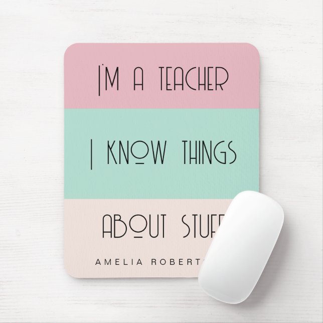 Funny teacher colorblock personalised  mouse mat (With Mouse)