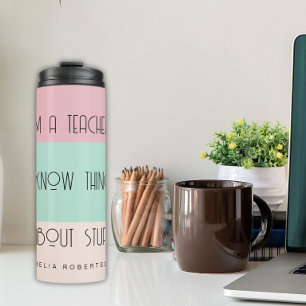 Funny teacher colorblock personalised  thermal tumbler