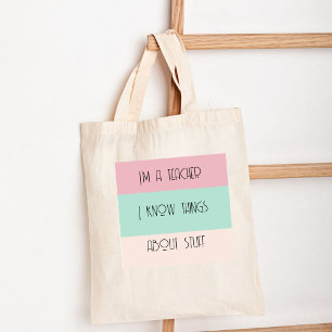 Funny teacher colorblock personalised  tote bag