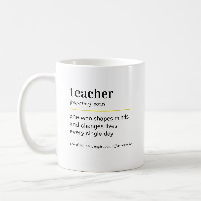 Funny Teacher Definition Gift Coffee Mug (Left)