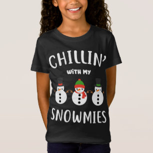 Funny Teacher Gift Chillin' With My Snowmies Xmas T-Shirt