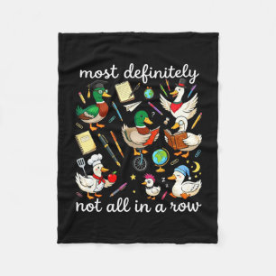 Funny teacher goose back to school ducks in a row fleece blanket