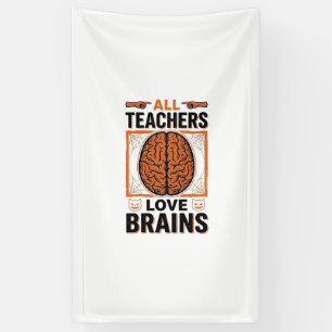 Funny Teacher Halloween Brains Vintage Graphic_1 Banner
