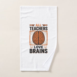 Funny Teacher Halloween Brains Vintage Graphic_1 Hand Towel
