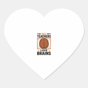 Funny Teacher Halloween Brains Vintage Graphic_1 Heart Sticker