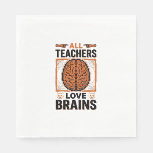 Funny Teacher Halloween Brains Vintage Graphic_1 Napkin