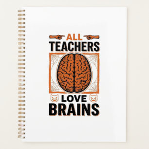 Funny Teacher Halloween Brains Vintage Graphic_1 Planner