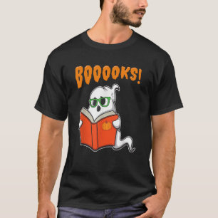 Funny Teacher Halloween Gift Ghost Books Reading C T-Shirt