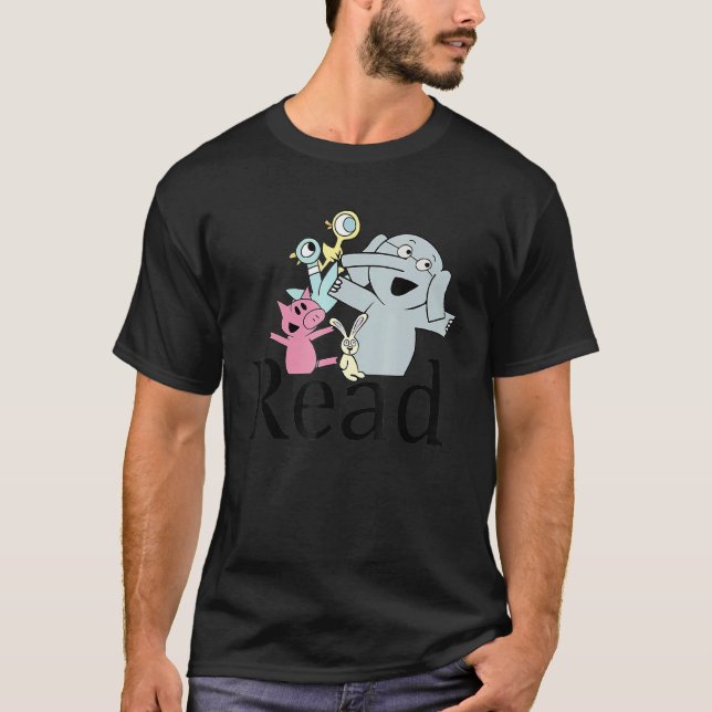 Funny Teacher Library Read Book Club Piggie Elepha T-Shirt (Front)