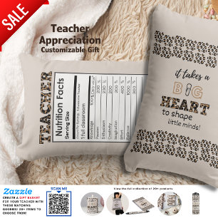 Funny Teacher Nutritional Facts Custom Gift Lumbar Cushion