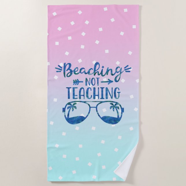 Funny Teacher Pastel Blue Pink Ombre Watercolor Beach Towel (Front)
