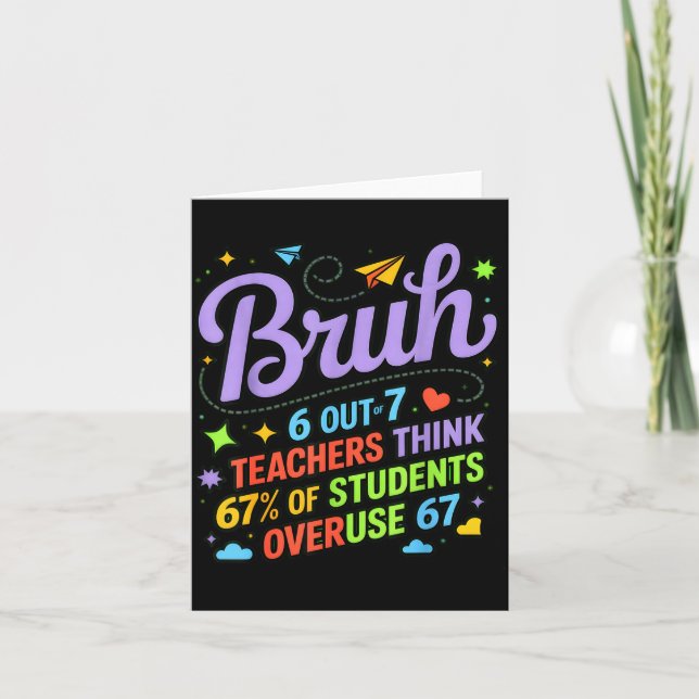 Funny Teacher Quote Bruh 6 Out Of 7 Teachers Think Card (Front)