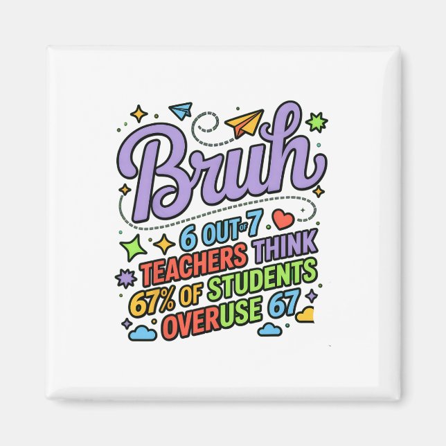 Funny Teacher Quote Bruh 6 Out Of 7 Teachers Think Magnet (Front)
