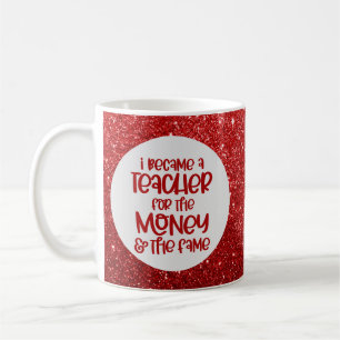 Funny Teacher Saying Red Glitter Sparkle Humour Coffee Mug