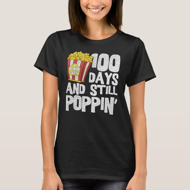 Funny Teacher School Student Popcorn 100 Days Of S T-Shirt (Front)