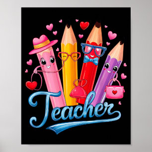 Funny Teacher Valentine Art Classroom Love Theme Poster