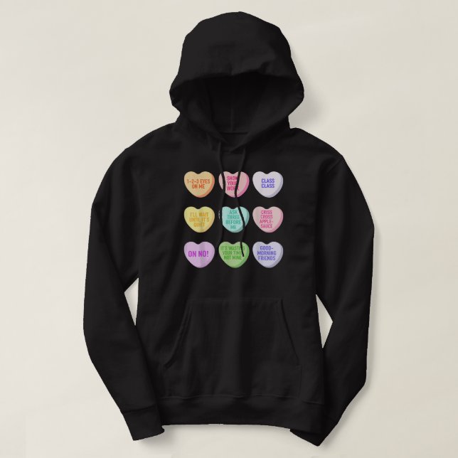Funny Teacher Valentines Day Conversation Heart Sc Hoodie (Design Front)