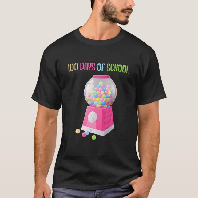 Funny Teachers Cool For 100 Days Of School Gumball T-Shirt (Front)