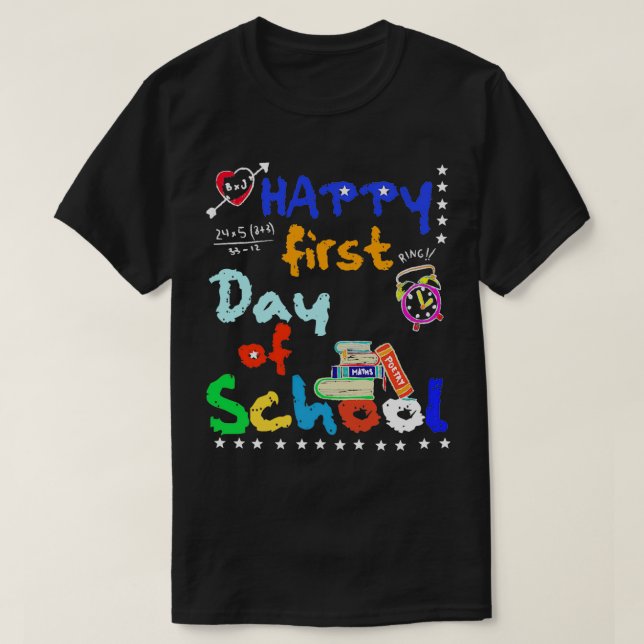 Funny Teachers Students Back to School Gift First  T-Shirt (Design Front)