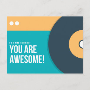 Funny Teal and Yellow Disc Postcard