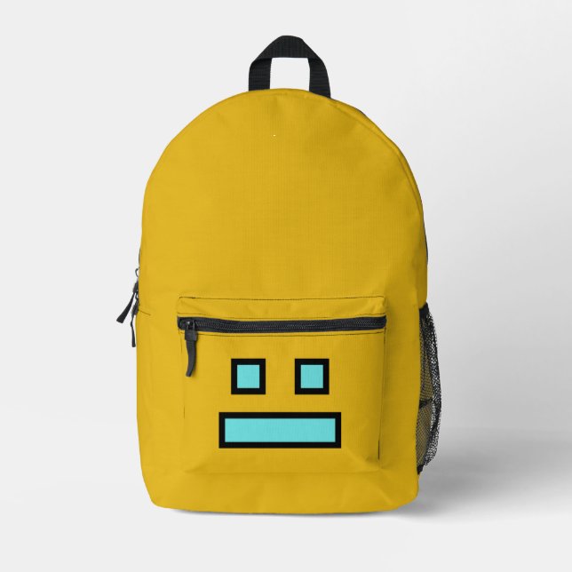 Funny Teal Cartoon Face Backpack (Front)