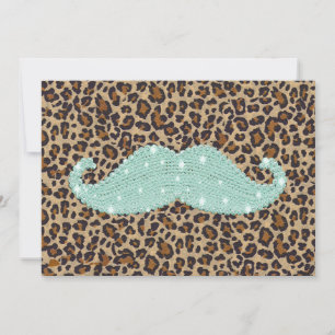 Funny Teal Green Bling Moustache And Animal Print