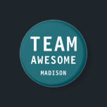 Funny Team Awesome Dark Teal Personalised Name Magnet<br><div class="desc">Funny Team Awesome Dark Teal Personalised Name Magnets features the text "Team Awesome" with your personalised name below on a dark teal background. Personalise by editing the text in the text box provided. Designed for you by ©Evco Studio www.zazzle.com/store/evcostudio</div>