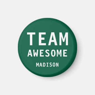 Funny Team Awesome Green Personalised Name Magnet