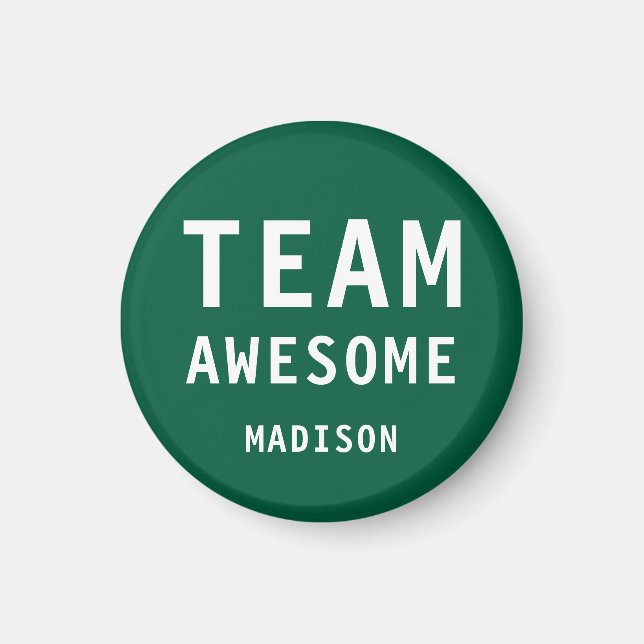 Funny Team Awesome Green Personalised Name Magnet (Front)