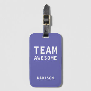 Funny Team Awesome Purple Personalised Name Luggage Tag
