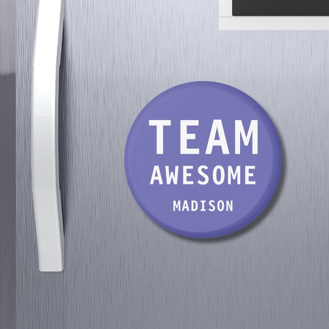 Funny Team Awesome Purple Personalised Name Magnet (Creator Uploaded)
