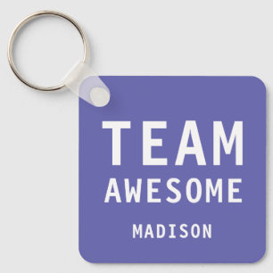Funny Team Awesome Purple Personalized Name Key Ring